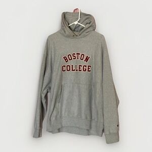 Champion Boston College Sweatshirt Mens XL Gray Reverse Weave Hoodie Pullover